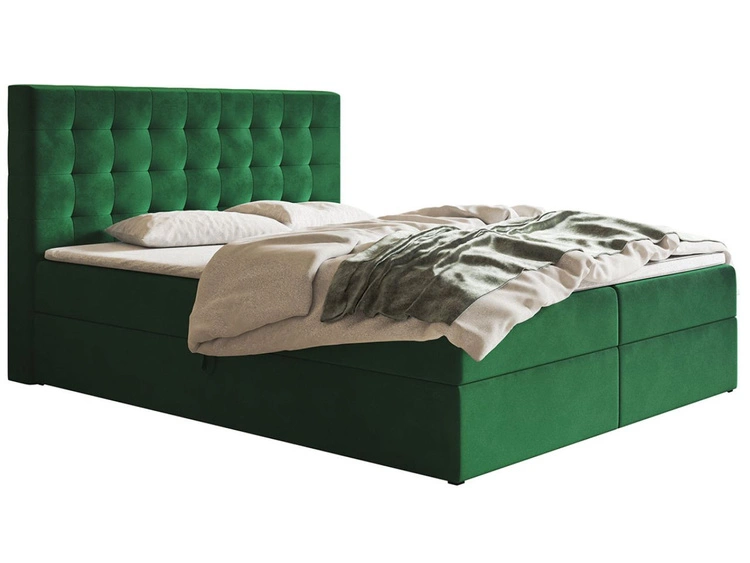 Łóżko kontynentalne z pojemnikiem na pościel 140x200 Denza Zielone