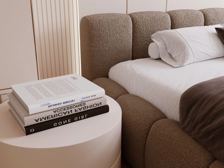 Łóżko tapicerowane z pojemnikiem i stelażem 140x200 Cloud Low brązowe