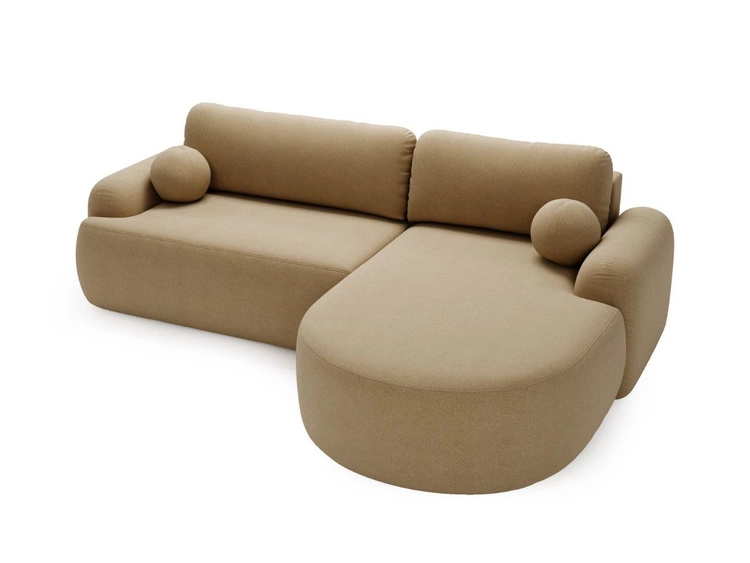 Narożnik L Prawy z funkcją spania i pojemnikiem Aurio Jasny brązowy