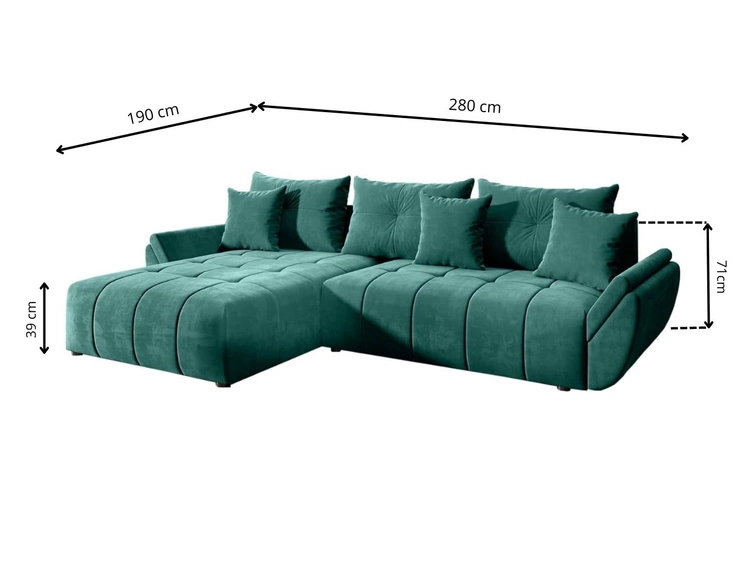 Narożnik L uniwersalny z funkcją spania i pojemnikiem Decor Antracytowy