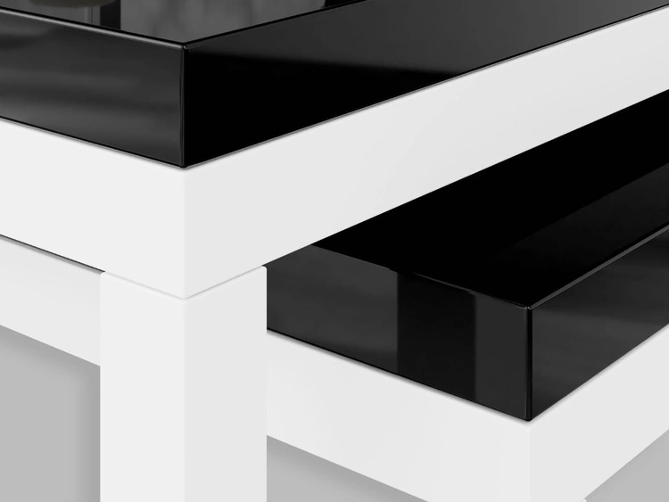 Stolik kawowy na białym stelażu Asumi Czarny Połysk 36x42