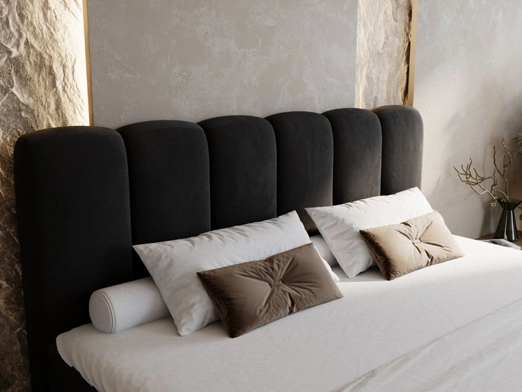 Łóżko kontynentalne z pojemnikiem na pościel 140x200 Cloud czarny