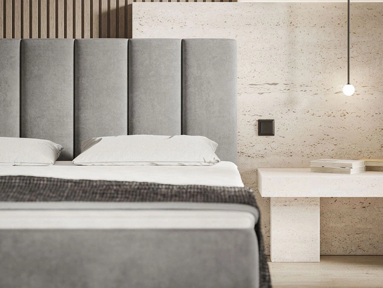 Łóżko kontynentalne z pojemnikiem na pościel 160x200 Cascada ciemnoniebieskie