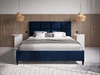 Łóżko tapicerowane ze stelażem 140x200 Luxe Ciemny niebieski