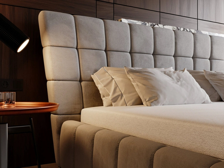 Łóżko tapicerowane z pojemnikiem i stelażem 120x200 cm Paris Szare