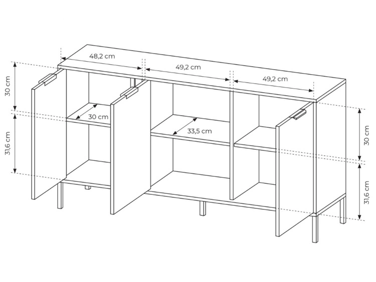 Komoda z drzwiami 153 cm Drino Antracyt