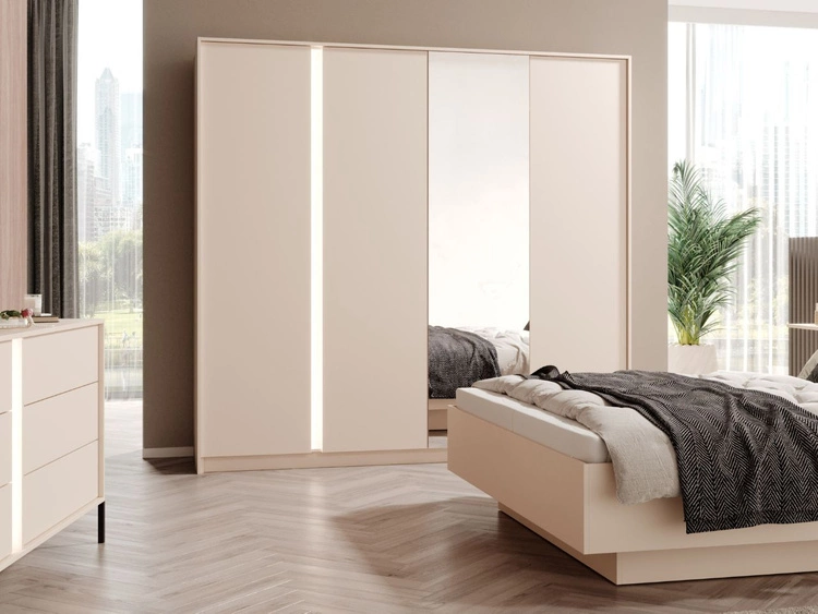 Szafa czterodrzwiowa z drzwiami uchylnymi Dego Beżowa