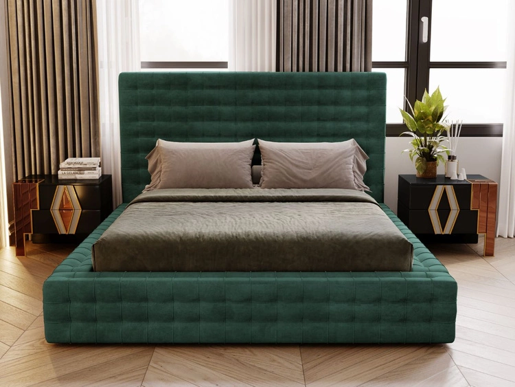 Łóżko tapicerowane z pojemnikiem i stelażem 120x200 Barbados Zielone