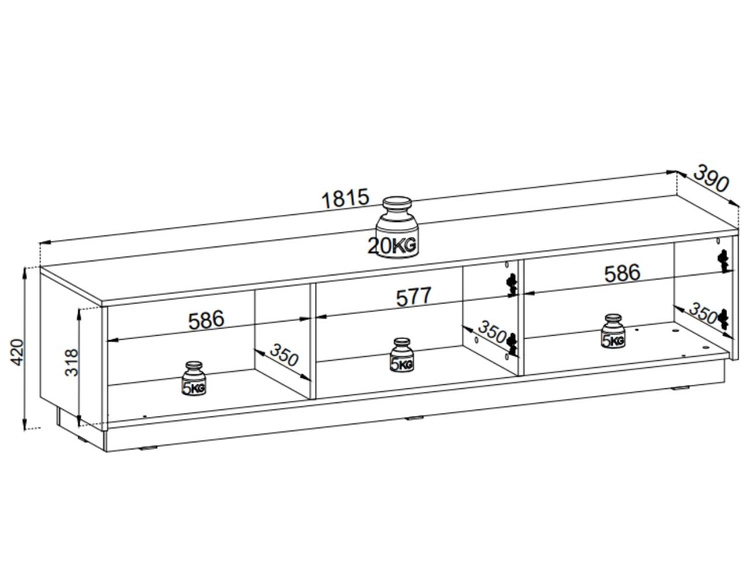 Szafka pod telewizor z drzwiczkami Roland Czarny
