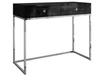 Konsola z szufladami, srebrnym stelażem i kryształowymi uchwytami Brisa czarny połysk