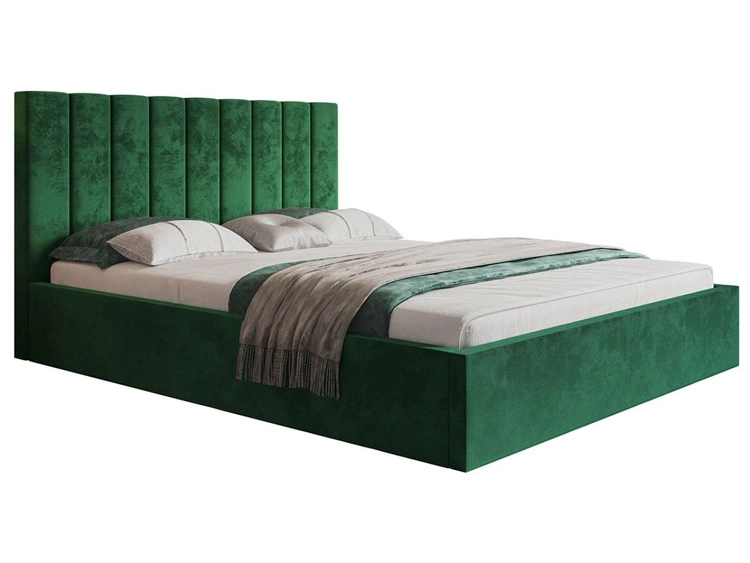 Łóżko tapicerowane z pojemnikiem i stelażem 140x200 Sesto zielone