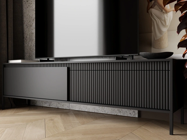 Szafka pod telewizor z drzwiczkami 187 cm Sorano Czarna