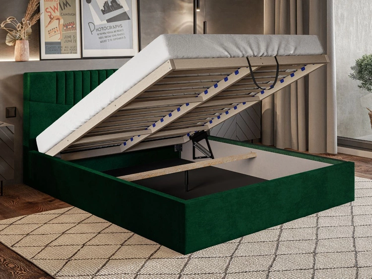 Łóżko tapicerowane z pojemnikiem i stelażem 160x200 Lido bezowy