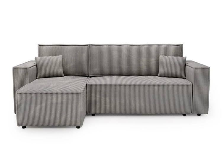 Nowoczesny rozkładany narożnik z funkcją spania i pojemnikiem Prato L uniwersalny Szary