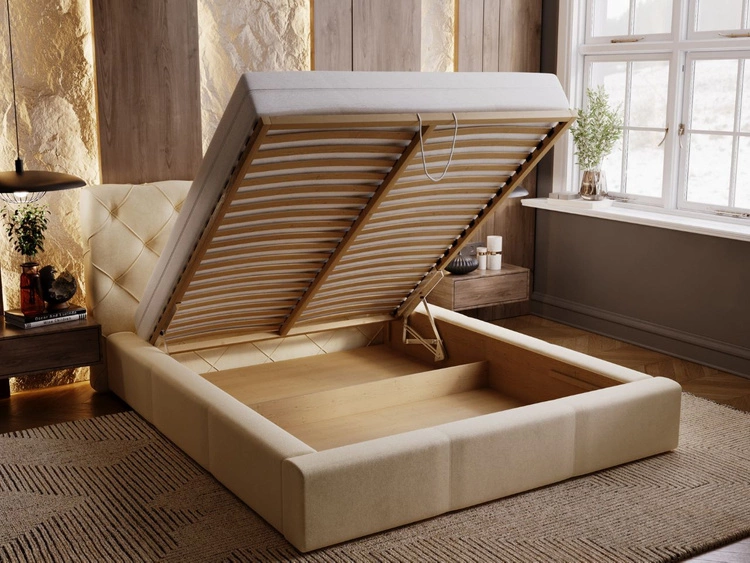 Łóżko tapicerowane z pojemnikiem i stelażem 120x200 Milano Beżowe