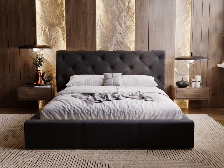 Łóżko tapicerowane z pojemnikiem i stelażem 180x200 Milano Antracytowe