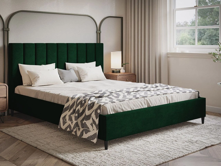 Łóżko tapicerowane ze stelażem 160x200 Snazi Zielony