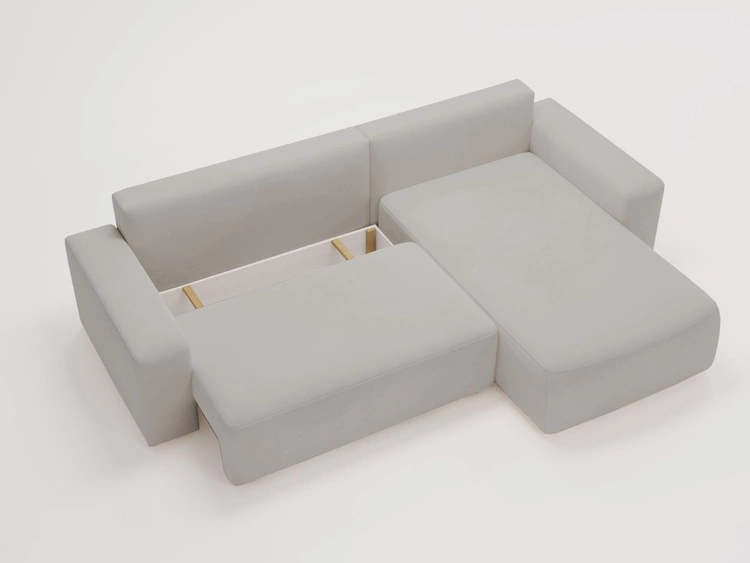 Narożnik L Prawy z funkcją spania i pojemnikiem Tazones Jasnoszary