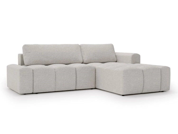 Narożnik L prawy z funkcją spania i pojemnikiem Lana Biały