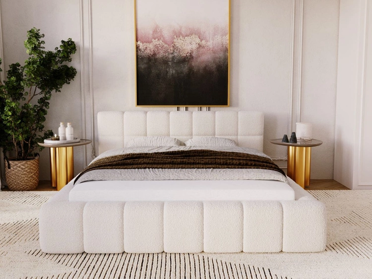 Łóżko tapicerowane z pojemnikiem i stelażem 120x200 Alicante Beżowe