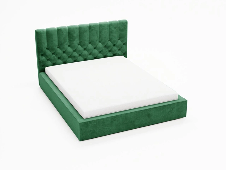 Łóżko tapicerowane z pojemnikiem i stelażem 180x200 cm Roma Zielone