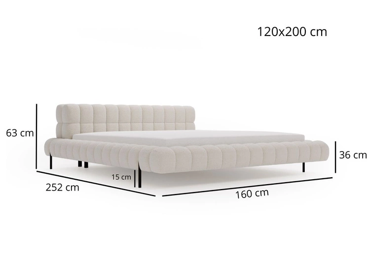 Łóżko tapicerowane ze stelażem 120x200 Imagine Szare