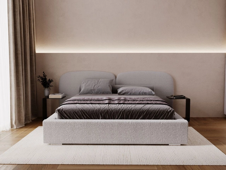 Łóżko tapicerowane z pojemnikiem i stelażem 200x200 Palermo Jasnoszare