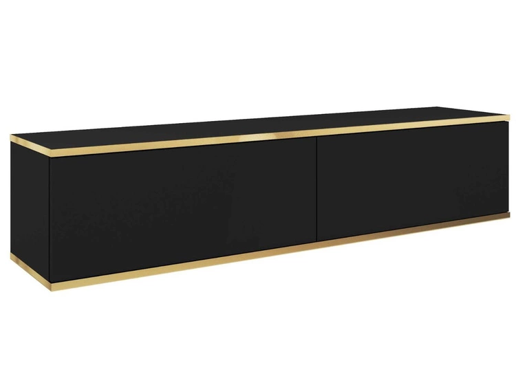 Szafka wisząca pod telewizor z drzwiczkami 135 cm z gładkim frontem Diolo Czarna