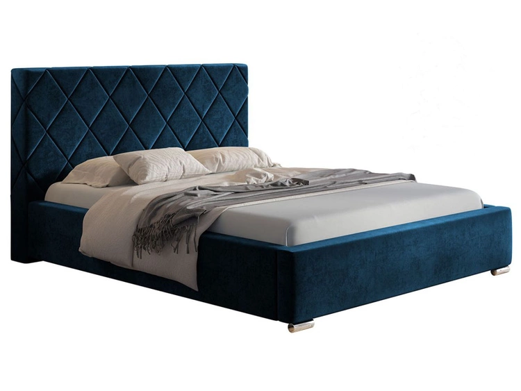 Łóżko tapicerowane z pojemnikiem i stelażem 180x200 Taranto Ciemnoniebieskie