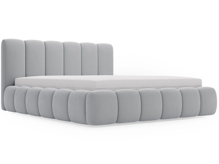 Łóżko tapicerowane bez pojemnika ze stelażem 200x200 Cloud Jasny szary