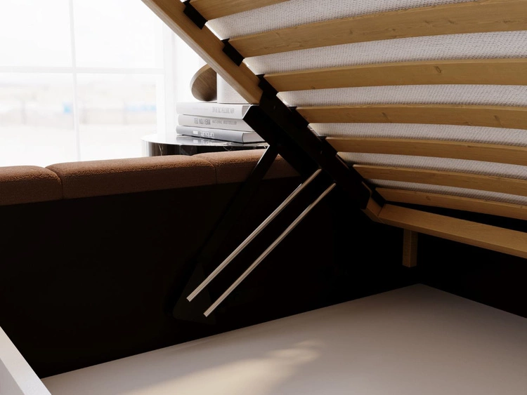 Łóżko tapicerowane z pojemnikiem i stelażem 160x200 Mellow Brązowy