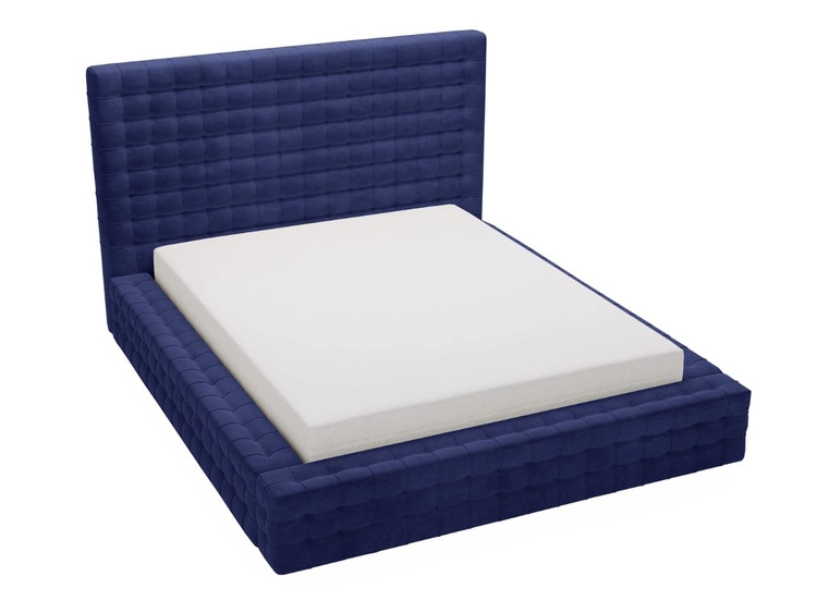 Łóżko tapicerowane z pojemnikiem i stelażem 140x200 Barbados Niebieskie