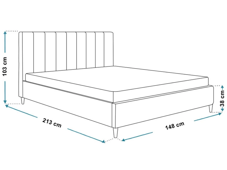 Łóżko tapicerowane ze stelażem 140x200 Snazi Szary