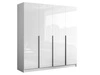Szafa czterodrzwiowa z drzwiami uchylnymi i czarnymi uchwytami Ameli Biały Połysk