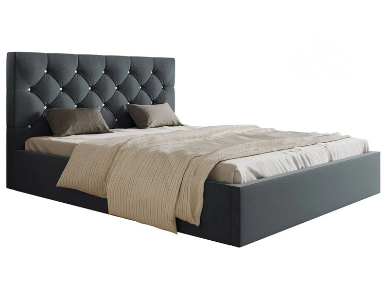 Łóżko tapicerowane z pojemnikiem i stelażem 120x200 Selva Ciemny szary