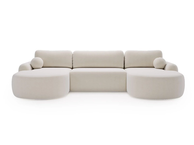 Narożnik U z funkcją spania i pojemnikiem Aurio Biały