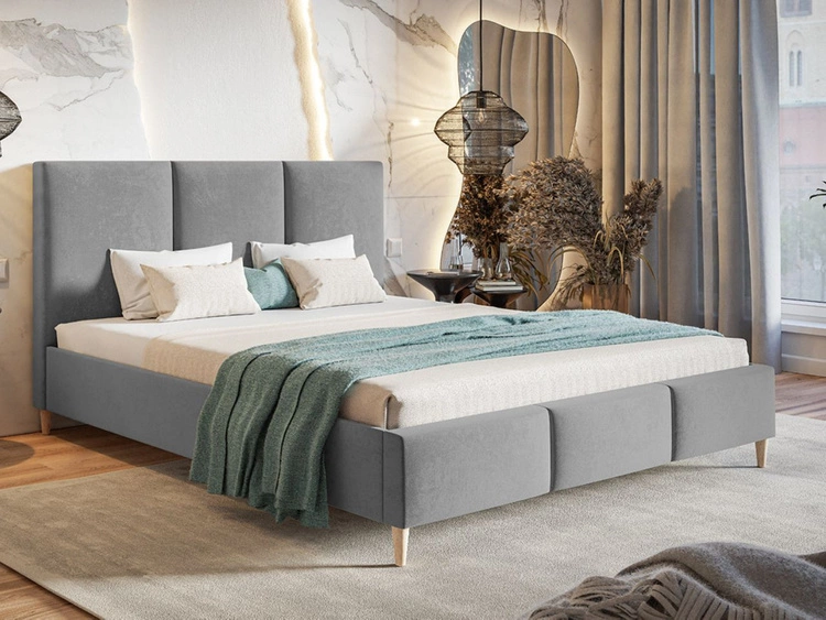 Łóżko tapicerowane ze stelażem 180x200 Trio Szary