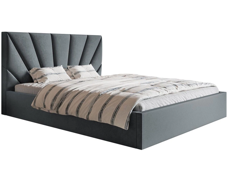 Łóżko tapicerowane z pojemnikiem i stelażem 160x200 Orlo ciemnoszare