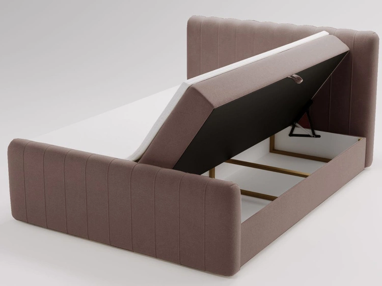 Łóżko kontynentalne z pojemnikiem na pościel 160x200 Osteno Brązowe