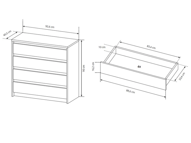 Zestaw mebli do sypialni Baffi Dąb Craft Złoty, Biały