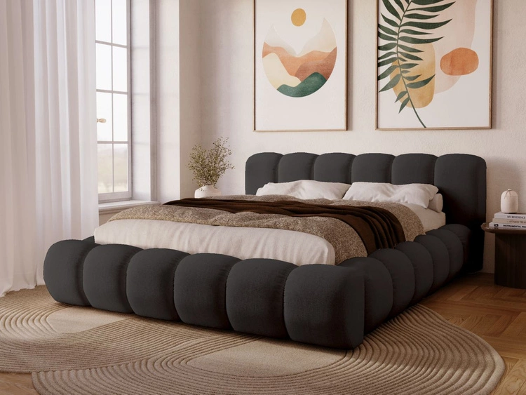 Łóżko tapicerowane z pojemnikiem na pościel 180x200 Doria Czarne