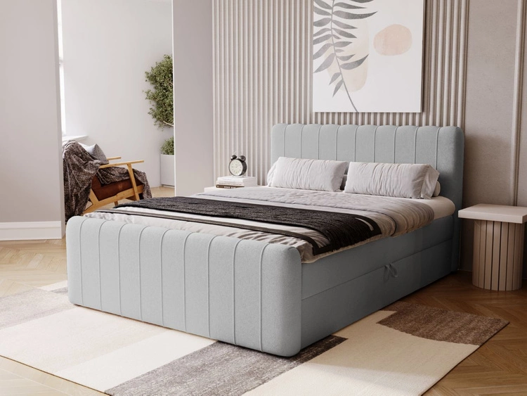 Łóżko kontynentalne z pojemnikiem na pościel 120x200 Osteno Szare