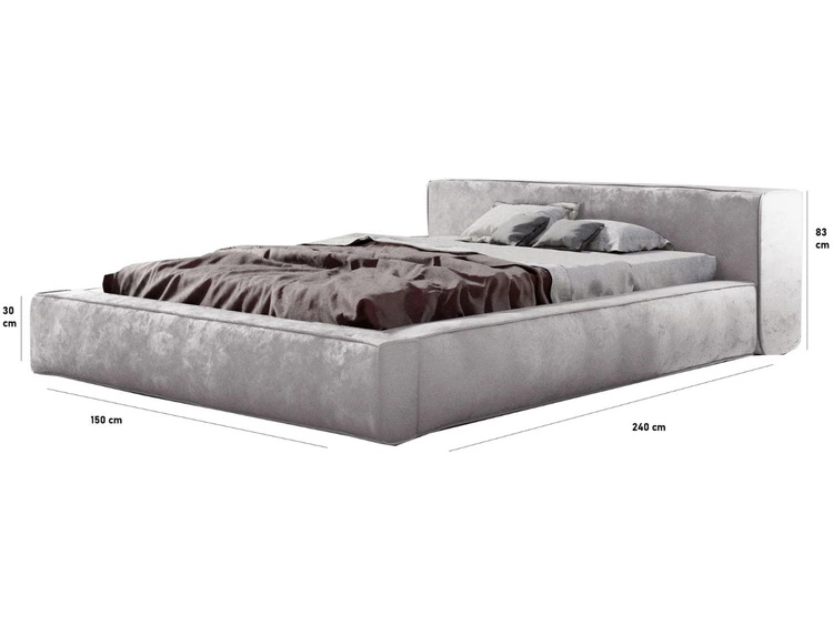 Łóżko tapicerowane z pojemnikiem na pościel i stelażem 120x200 Mali Szary