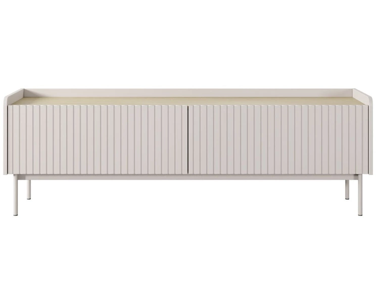 Szafka pod telewizor z drzwiczkami 153 cm Abios Beżowa, Dąb Scandi