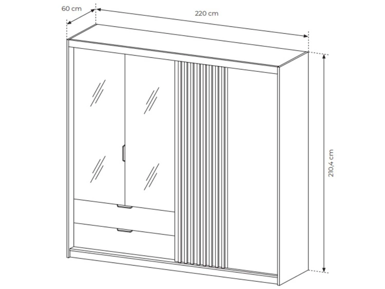 Szafa trzydrzwiowa z lustrem Turia Dąb Artisan i Antracyt
