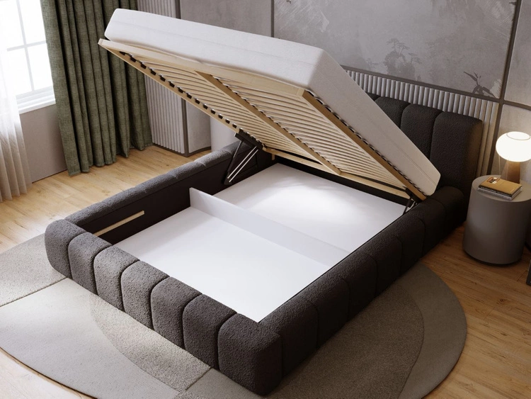 Łóżko tapicerowane z pojemnikiem i stelażem 120x200 Orio Czarny