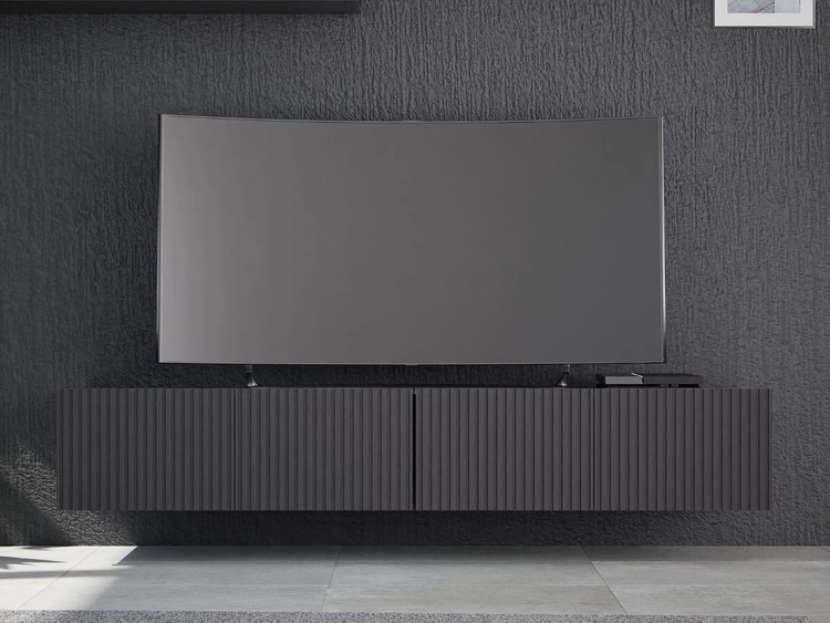 Zestaw szafek pod telewizor z drzwiczkami 200 cm Kioto Czarny