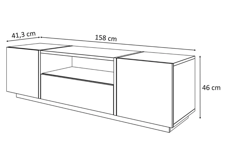 Szafka RTV w stylu glamour dwudrzwiowa z szufladą Lunelie biały połysk
