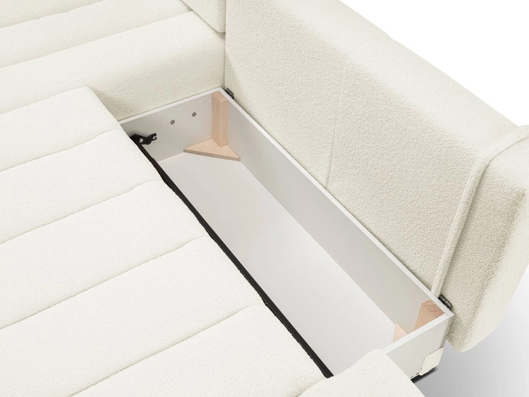 Narożnik z pojemnikiem i funkcją spania Lewy Adoro Kremowy