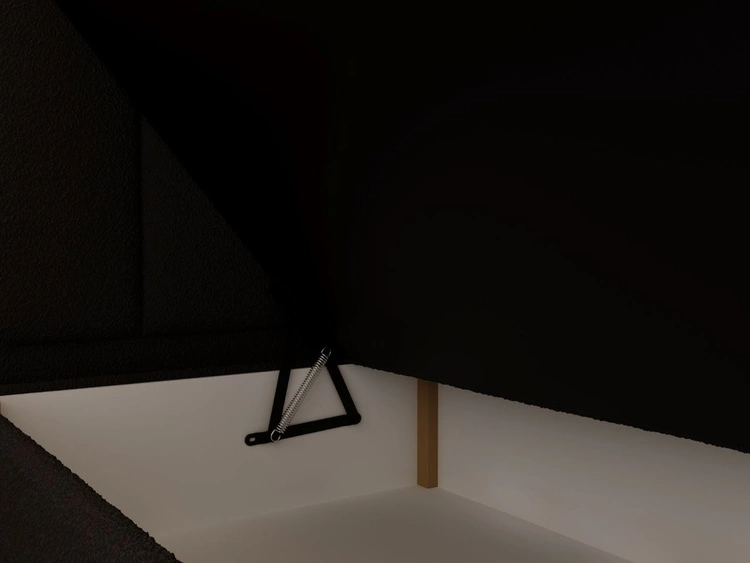 Łóżko kontynentalne z pojemnikiem na pościel 160x200 w tkaninie bouclé Cloud Czarne